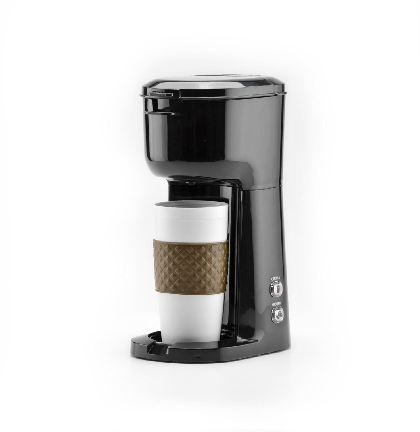Cafetière à portion individuelle Mainstays, noire, double infusion, compatible café moulu ou K-Cup*