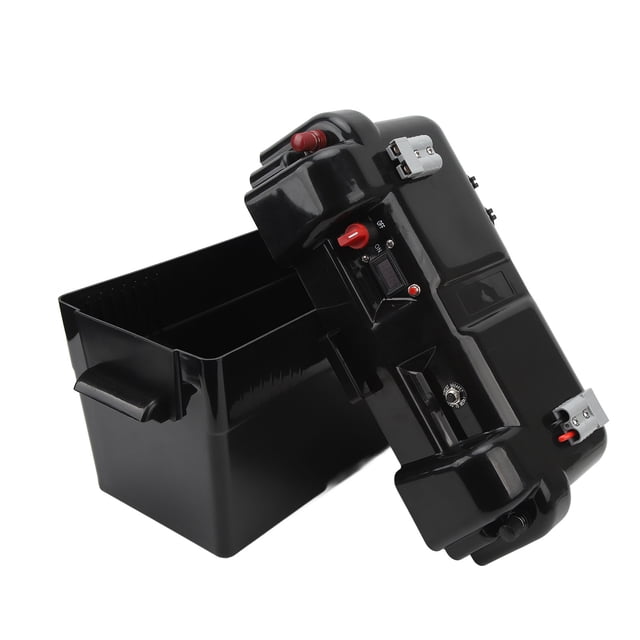 Smart Boat Battery Box, Voltage Indicator Circuit Breaker Dual USB Socket Marine Battery Box 12V Reset Switch for SUV