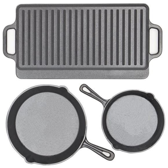 Home Basics Ensemble de 3 plaques de cuisson en fonte