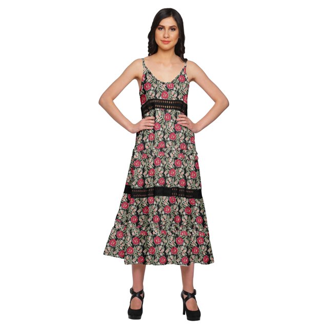 Moomaya Adjustable Spaghetti Straps For Women Plus Size Sleeveless Maxi Dress