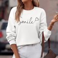 thumbnail image 4 of Chandails pour Femmes Automne Superposition Haut Col Rond Chandail à Rayures Manches Longues Hauts Décontractés Tenue de Détente Confortable Chandail Sport Femme Blanc P, 4 of 7