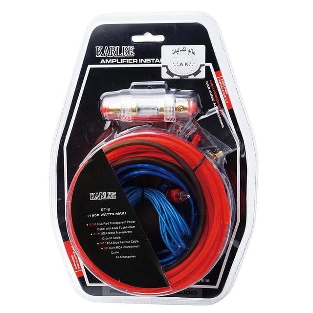 SharkTRUE Amplificateur de Voiture 1500w 8ga Installation Kit de Câblage Audio Caisson de Basses Amplificateur N Rca Puissance W8h2