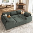 thumbnail image 2 of HONBAY Sectional Couch with Storage Ottoman, Corduroy Sleeper Sectional Sofa with Chaise for Living Room Furniture Sets, Green, 2 of 9