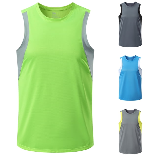 JDQJBZ Men's Tank Undershirts Solid Color Crew Neck Ice Silk Cool Tops