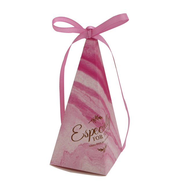 CAROOTU 50Pcs Pyramid Shape Candy Boxes with Ribbon Wedding Birthday Party Favor