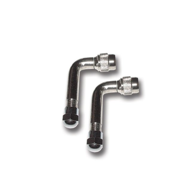 Pacific Dualies Extension de Tige de Valve 18090 pour Roues Intérieures et Extérieures; 90 Degrés; Acier Inoxydable; avec Bouchons; Ensemble de 2