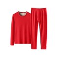 thumbnail image 1 of Men's Plus Size Autumn Winter Silk Wool Blend fleeced Lined Base Layer Set, Red, Size 5XL, 1 of 7