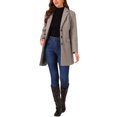 thumbnail image 2 of INSPIRE CHIC Women's Coat Solid Color Notched Lapel Single Breasted Winter Peacoat Dark Tan L, 2 of 6