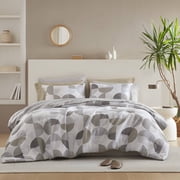 Regency Heights Queen Size Comforter Set, 9-Piece Bed in a Bag Queen, Round Geometric Print Bedding Comforter Set with Sheets, Tan/Gray