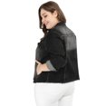 thumbnail image 4 of GRACE & GRANDEUR Women's Plus Size Washed Button Front Frayed Denim Jacket Black 4X, 4 of 6