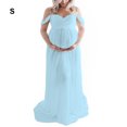 thumbnail image 1 of Baohd Robe de Maternité pour Photographie Robe en Mousseline devant Robes de Grossesse Femmes Vêtements de Séance Photo Accessoire Dentelle Bleu Clair P, 1 of 6