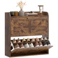 thumbnail image 1 of HOMCOM Armoire à Chaussures Étroite Armoire de Rangement pour Chaussures à 2 Tiroirs Basculants, Brun Rustique, 1 of 10