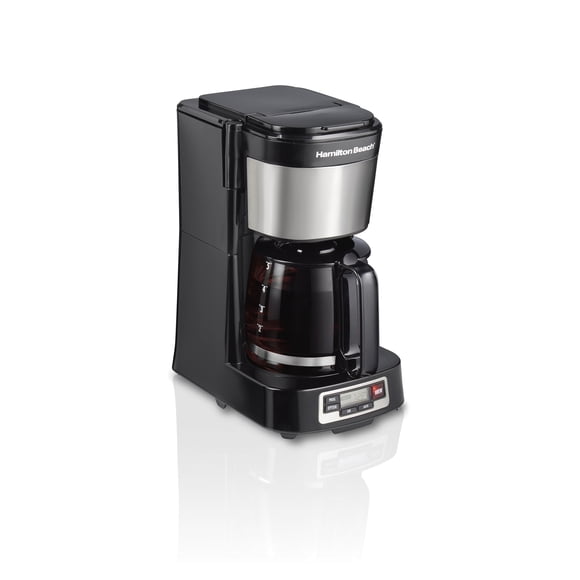 Hamilton Beach 5 Cup Compact Programmable Coffee Maker with Glass Carafe, Black, 46111