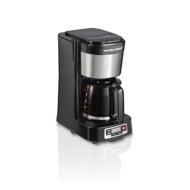Hamilton Beach Cafetière programmable compacte 5 tasses avec carafe en verre, noire, 46111