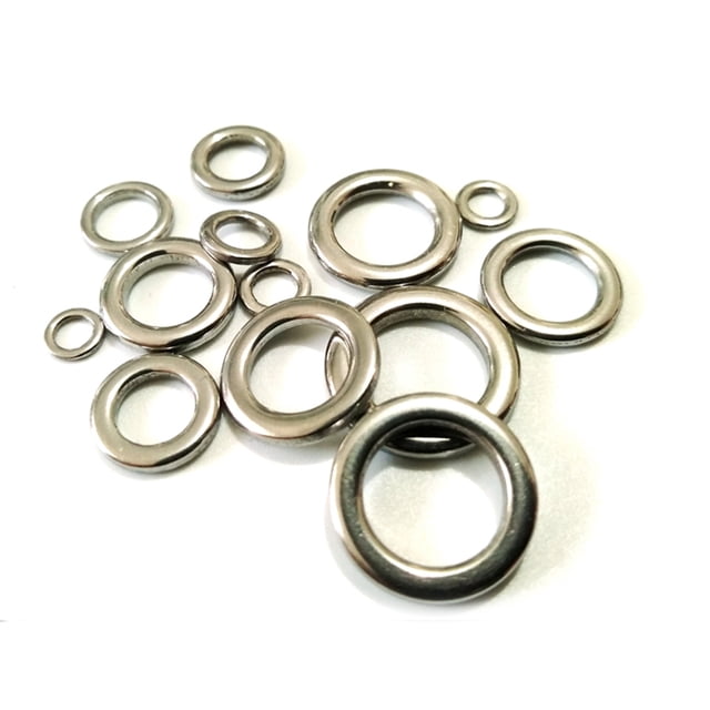 100pcs Solid Stainless Steel Jigging Rings Slow Pitch Vertical Jigging Tackle Lure Accessories 0#~14#