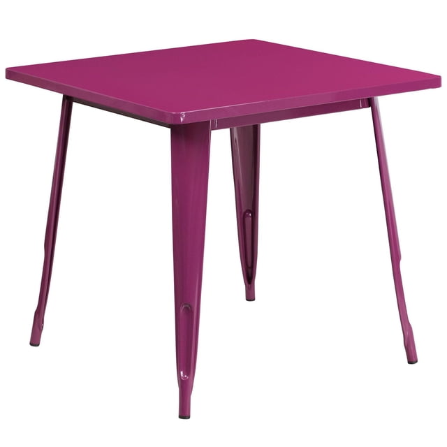31.5'' Square Black Metal Indoor-Outdoor Table