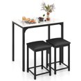 thumbnail image 1 of Gymax 3 PCS Counter Height Dining Set Faux Marble Table & 2 Chairs Kitchen Bar New White, 1 of 8