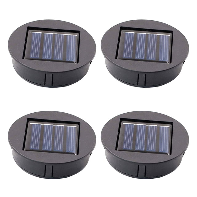 Allume 4 Pack Solar Light Replacement Top for Outdoor Hanging Lanterns, black plastic tops with integrated solar panels for efficient charging. Available in 70mm and 85mm diameters, these waterproof tops are ideal for replacing solar lantern tops in gardens, patios, or outdoor spaces.