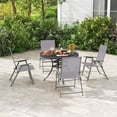 thumbnail image 2 of Costway 4pcs Patio Folding Portable Dining Chairs Metal Frame Armrests Outdoor Grey, 2 of 9