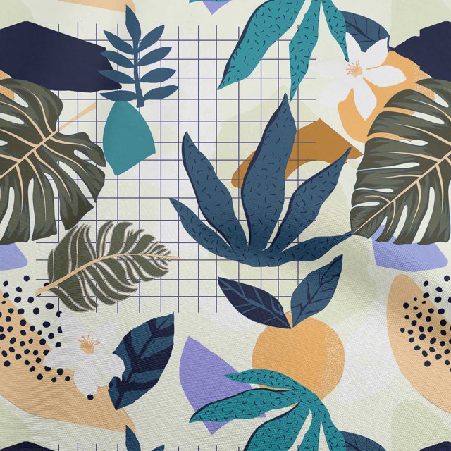 oneOone Rayon Teal Blue Fabric Tropical Craft Projects Decor Fabric Printed By The Yard 56 Inch Wide
