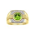 thumbnail image 1 of RYLOS Mens Rings Yellow Gold Plated Silver Designer Round Gemstone &  Sparkling Diamond Ring Peridot August Birthstone Rings For Men Men's Rings Silver Rings, Size 8,9,10,11,12,13, 1 of 7