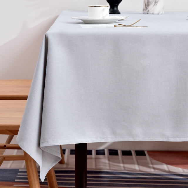 BALCONY & FALCON Rectangular Tablecloth Fine Yarns Linen Water Resistant 55 x 95 Outdoor Dining Silver