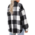 thumbnail image 5 of Timegard Womens Jacket Plus Size Plaid Stand Collar Button down Fleece Hooded Jacket Winter Fuzzy Warm Coat, 5 of 5