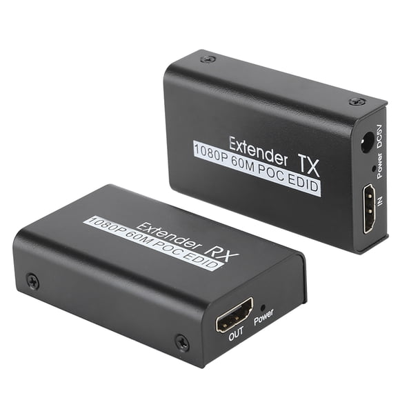 Extender, 60M Signal Extension with EDID Learning, 1080P Resolution, for TVs, Monitors, Projectors
