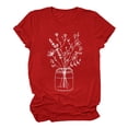 thumbnail image 1 of Chemise pour Femmes Été Hauts Décontractés pour Femmes Femmes Col Rond Manche Courte Quotidien Texte Botanique Floral Haut Chat T-Shirt Adulte Vêtements Femme Rouge Taille g, 1 of 4