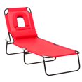 thumbnail image 1 of Outsunny Adjustable Outdoor Lounge Chair, Red, 1 of 10