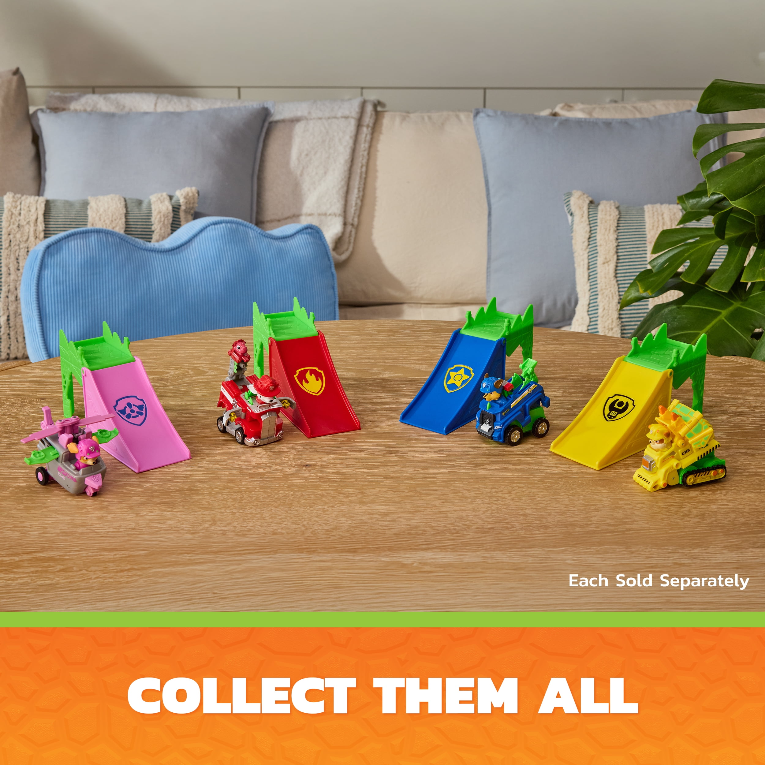 PAW Patrol: The Dino Movie, Rubble Jump Shift Racers with Transforming Flip Action Construction Vehicle, Preschool Toys for Girls & Boys Ages 3+