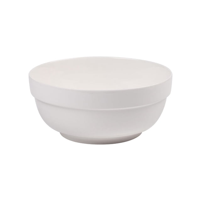 Mainstays Porcelain white Bowl 8" shown in a centered front view with a smooth, glossy white ceramic finish and rounded silhouette, ideal for cereal or dinner servings in dining and entertaining.