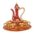 thumbnail image 1 of Ensemble Européen Pichet en Verre Métal Ensemble Vaisselle Antique Turc Ensemble Vintage Doré Rouge, 1 of 9