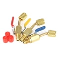 thumbnail image 2 of Graflsoa Valve d'Arrêt de Réfrigérant Universelle R410A R134A pour Tuyaux de Recharge CVC, Filetage SAE 1/4 Pouces, Matériau Cuivre, Plusieurs Options de Couleur (Or + Jaune/bleu/rouge), 2 of 7