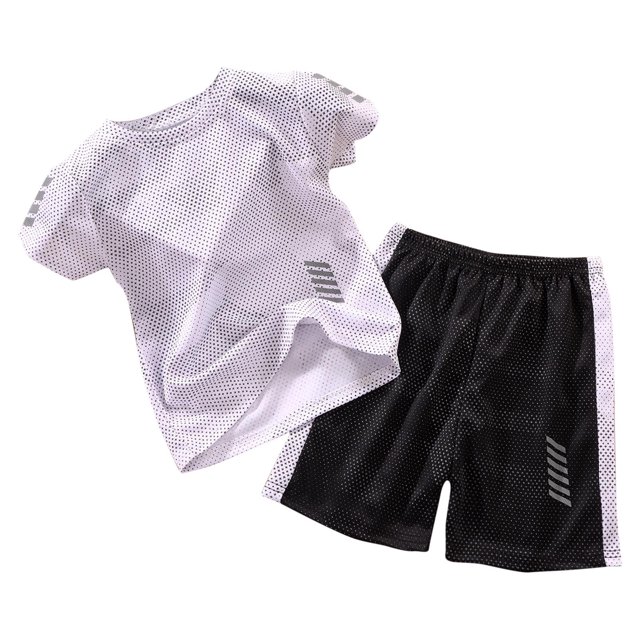 MAOWAPLG Chemises pour Filles Mode Garçon Manches Courtes Décontractées Col Rond Short Costume de Sport