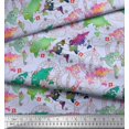 thumbnail image 3 of Soimoi Blue Modal Satin Fabric Stamp & World Map Fabric Prints By Yard 42 Inch Wide, 3 of 5
