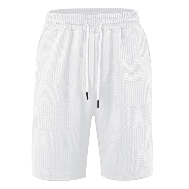 asjyhkr Mens Workout Shorts Ribbed Drawstring Elastic Waisted Shorts with Pockets Stretch Gym Beach Shorts
