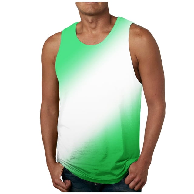zfhfof Débardeurs Sans Manches pour Hommes Entraînement Musculaire Gym T-Shirts Col Rond Dégradé T-Shirt d'Été de Plage Hauts