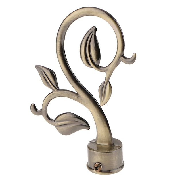 yuksok Embouts de Tête de Tringle à Rideaux 28 mm, Accessoires de Rideaux de Fenêtre, Feuilles en Forme de Feuilles - Bronze