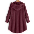 thumbnail image 4 of WEIYLL Veste en Molleton pour Femme Velours à Capuche Oreilles de Chat Patchwork Uni à Boutons Peluche Bordeaux Hauts d'Automne Taille TG, 4 of 6