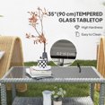 thumbnail image 4 of Outsunny Table Basse en Osier de 35 Pouces, Table d'Appoint avec Dessus en Verre, Rangement, Gris Foncé, 4 of 10