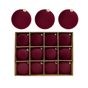 zanvin Christmas Balls, 12 Pcs Velvet Christmas Balls Flocked Christmas Tree Ball Ornaments Plastic Balls Xmas Decorative Hanging Ornaments Christmas Tree Decoration 2.4 Inch Mom gifts