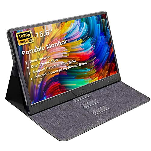15.6’’ Full HD 1080P USB C and Mini HDMI Computer Gaming Display Monitor with Built-in Speaker and Smart Cover. This portable monitor offers a 1920 x 1080 resolution IPS screen for vibrant visuals, dual speakers, and reverse charging functionality. It supports USB-C and Mini HDMI connections, compatible with laptops, phones, and gaming consoles like PS4, Xbox One, and Nintendo Switch. The smart cover acts as an adjustable stand for vertical or horizontal viewing. Lightweight and travel-friendly, it can be powered by a power bank, making it ideal for remote work or gaming on the go.