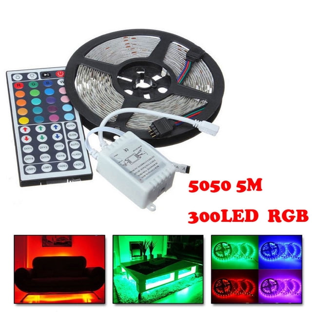 Dvkptbk The Strip Bande Lumineuse Rgb 5050 5M 300 LED Smd 44 Touches Télécommande Kit Complet Maison & Jardin