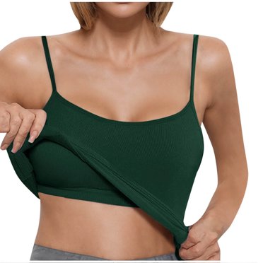 Diufon Women's Shelf Bra Camisole cotton linen shirts Knitted Cotton Crewneck Yoga Tank Top Soft Lightweight Sport Bottoms