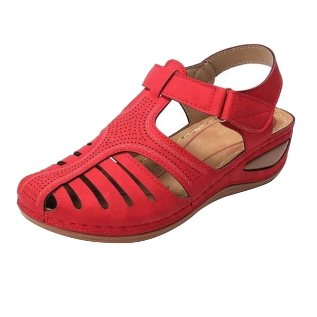 Penkiiy Sandales à Bout Fermé pour Femmes : Sandale Compensée Estivale Chic, Sandales Confortables Ajourées 41 Rouge