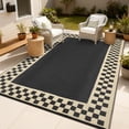 thumbnail image 2 of Garvee Tapis d'Extérieur 8 Pieds X 10 Pieds Imperméable Réversible Moderne Géométrique Neutre, Tapis de Patio d'Extérieur en Paille Plastique Tapis de Camping pour Patio VR Balcon Terrasse Cour Arrière, Noir Café, 2 of 7