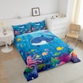 thumbnail image 4 of Erosebridal Cartoon Whale Octupus Fish Bedding Comforter Set, Deep Ocean Coral Down Comforter, Reversible 2 Pieces, 4 of 8