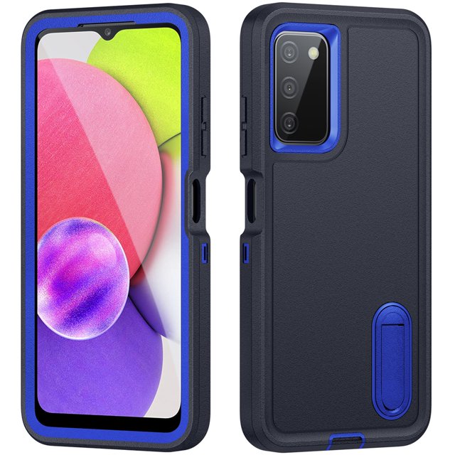 for Samsung Galaxy A03s Case, Samsung Galaxy A03s Phone Case with Built in Kickstand, Shockproof/Dustproof/Drop Proof Heavy Duty Military-Grade Rugged Protective Cover for Samsung Galaxy A03s,Blue