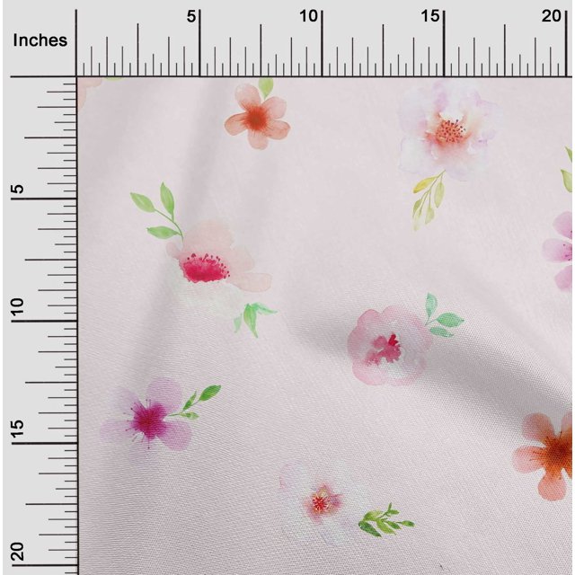 oneOone Georgette Viscose Fabric Flower & Leaves Watercolor Decor Fabric Printed BTY 42 Inch Wide